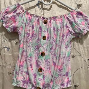 Lilly Pulitzer Women's Off-Shoulder Floral Blouse M Multicolor Summer Top
